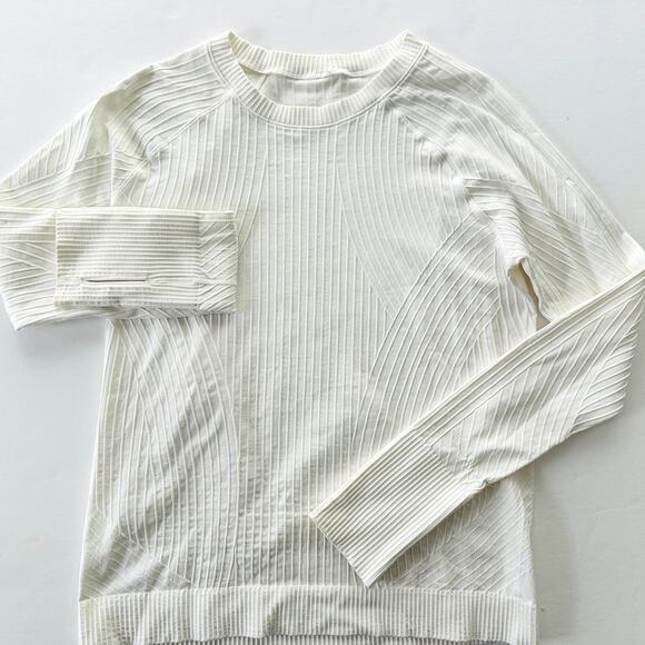 Lululemon Rest Less Pullover Aerial Current White Size 12 Long Sleeve Run Layer - Picture 2 of 6